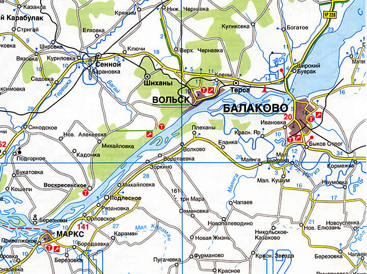 Карта окрестностй г.Балаково, Саратовская обл., Россия