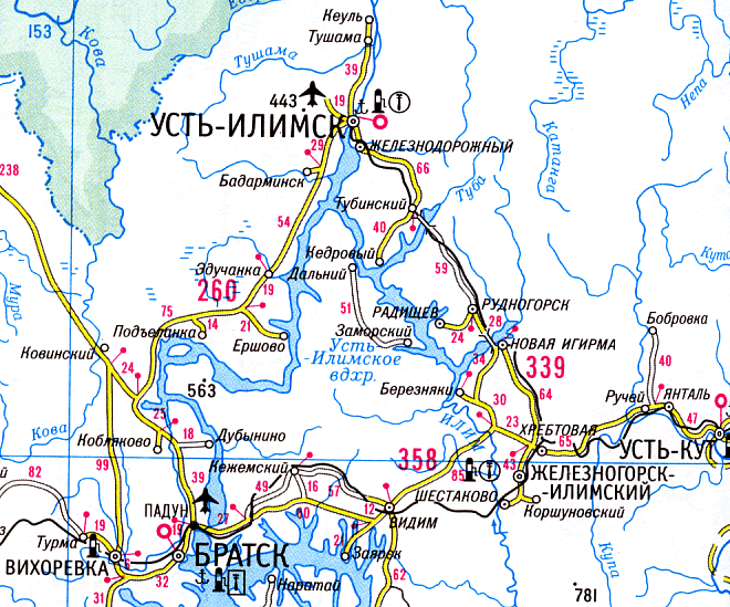 Карта окрестностей г.Усть-Илимск, Иркутская область