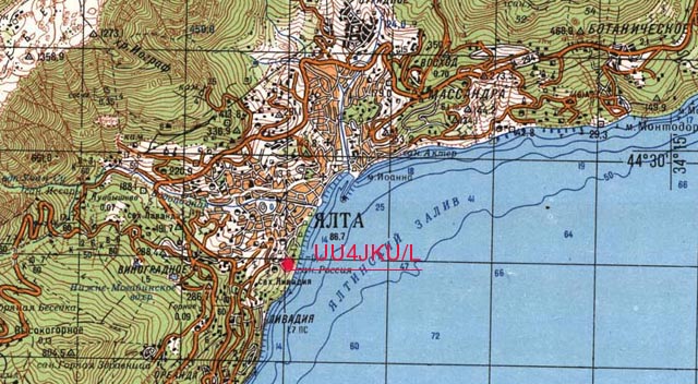 Карта окрестностей г.Ялта